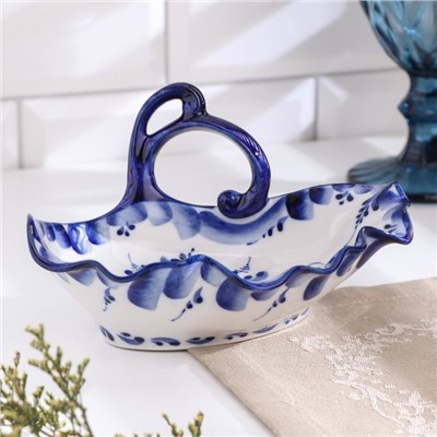 Салатник керамический «Цветок», 17.5×13.5×8 см, гжель