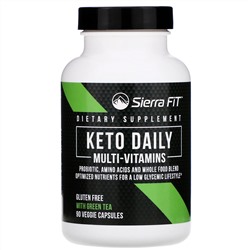 Sierra Fit, ежедневные мультивитамины для кетодиеты с зеленым чаем, 90 растительных капсул
