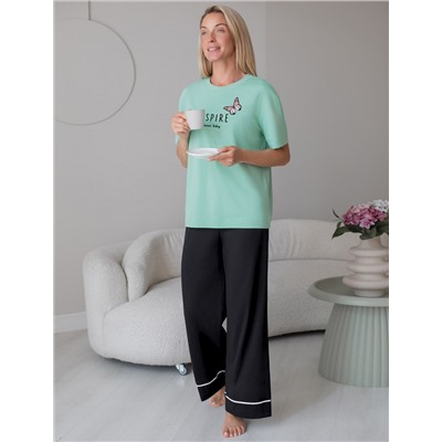 Укороченные брюки из эластичного хлопка с контрастным кантом