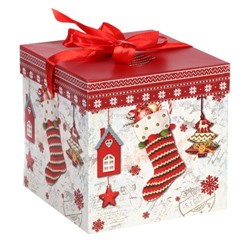 Коробка подарочная 15x15x15 см складная / 119-M /уп 12/840/Новый год