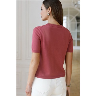 Кардиган c коротким рукавом вязаный из хлопка с акрилом VILATTE, 1229066