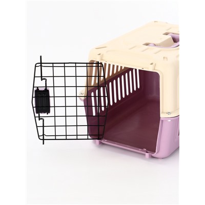 Переноска для животных, 44×31×27 см, пластик, бежевая, лавандовая