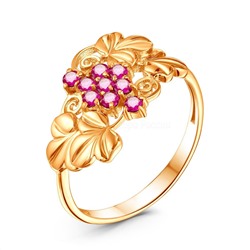 Кольцо из золочёного серебра с рубиновым корундом 925 пробы 310079з915