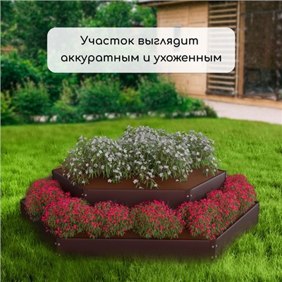 Клумба оцинкованная, 2 яруса, d=60-100 см, высота бортика 30 см, коричневая, Greengo