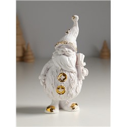 Фигурка «Дед Мороз с подарком», 16×8.5×6.5 см, белый с позолотой