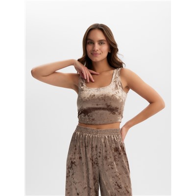 Топ домашний женский KAFTAN Velvet, размер 40-42, кофейный