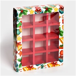 Коробка под 12 конфет «Счастливого Нового года», 19×15×3.5 см