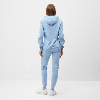 Костюм с начёсом женский (толстовка, брюки) Tusi, размер 50, голубой