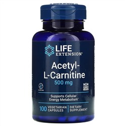 Life Extension, Ацетил-L-Карнитин, 500 мг, 100 капсул