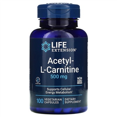 Life Extension, Ацетил-L-Карнитин, 500 мг, 100 капсул