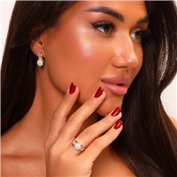 Комплект ювелирной бижутерии коллекция "Дубай" в форме цветов серьги и кольцо 19 р , покрытие: позолота, вставка: фианиты, цвет: прозрачный, арт.215.116-19