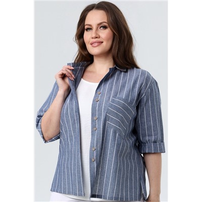 Блузка  2304/01/Синий, белый