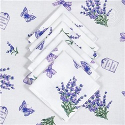 Столовый набор "Сиреневая дымка":скатерть 150*180 см.+6 салф. рогожка