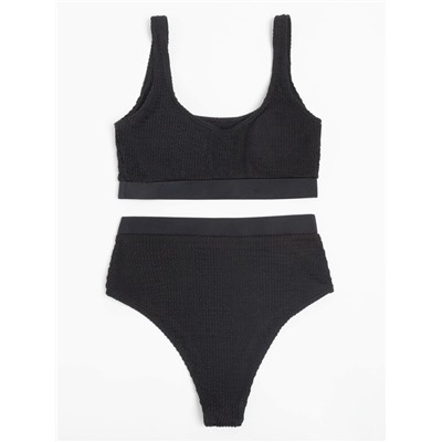 Купальник раздельный фактурный с топом женский MINAKU, размер 42, чёрный