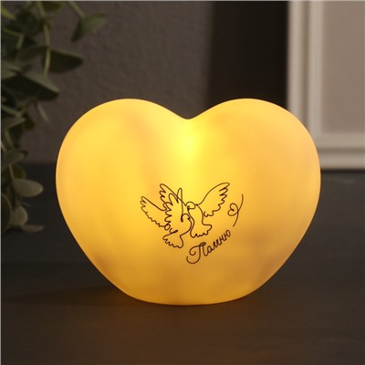 Фигурка светящаяся RISALUX «Сердце. Голуби», LED-ночник, 3хLR44, 8×11×7 см