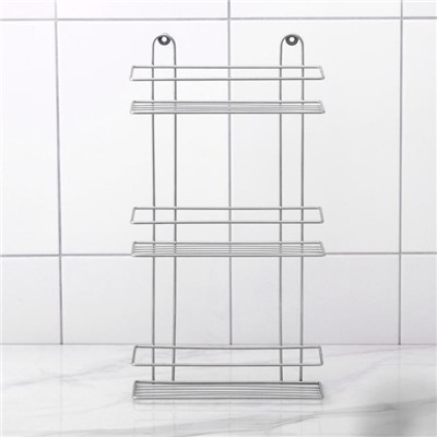 Полка прямоугольная 3-х ярусная, 26.5×10.5×50 см, хром