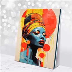 Картина по номерам 40х50 "Портрет Африканки" с поталью (17 цветов)