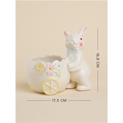 Конфетница SL Home «Лесные кролики», 600 мл, 17.5×11.5×16.8 см, керамика, белая