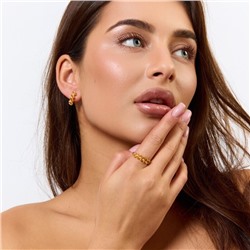 Комплект ювелирной бижутерии коллекция "Дубай" серьги и кольцо 20 р, покрытие позолота, вставка: фианиты, цвет: желтый, арт.414.227-20