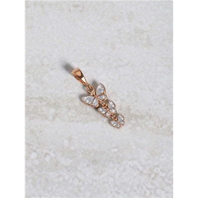 Подвеска из золочёного серебра с фианитами - Бабочки п-036р200