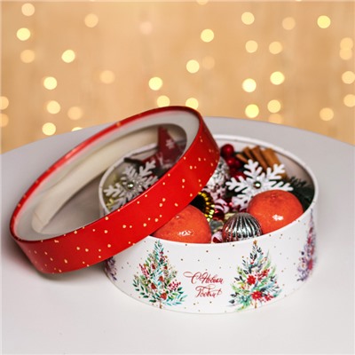 Коробка подарочная новогодняя с окном «С Новым годом» 21×21×8 см