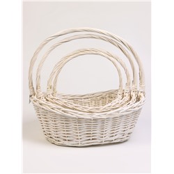 Корзина плетёная для хранения, ива, овальная, белая, набор 4 шт.