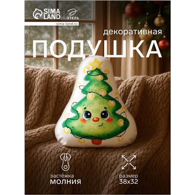 Подушка декоративная новогодняя «Этель. Милая ёлочка» 32×38 см, велюр