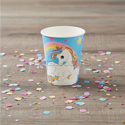 Набор посуды одноразовой "Сказочный единорог" стаканы 10шт.