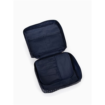 Косметичка-органайзер дорожная на молнии, с карманами, в мелкий горох, тёмно-синяя