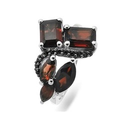 Кольцо из серебра гранат, шпинель, Бернарда