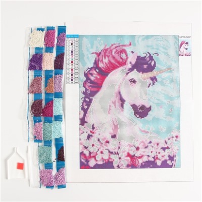Алмазная мозаика с полным заполнением на холсте «Единорог», 30×40 см