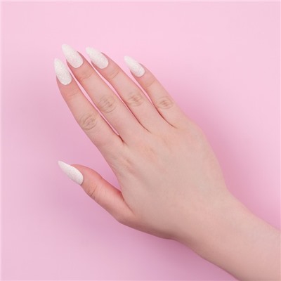 Накладные ногти, 24 шт., с клеевыми пластинами, форма миндаль, с блёстками, голографические, белые