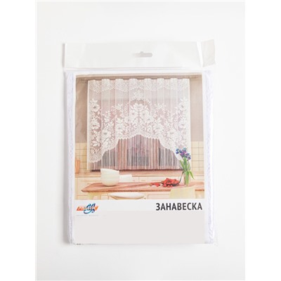 Тюль на кухню без шторной ленты, размер 169×162 см, цвет белый, 100% полиэстер