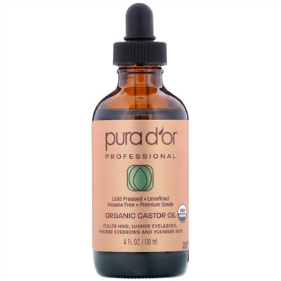 Pura D'or, Professional, Organic Castor Oil, 4 fl oz (118 ml)