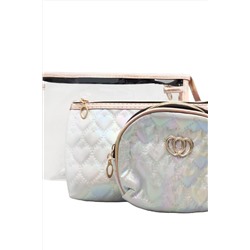Kristaller Набор женских косметичек Chameleon heart 3 in 1, белый перламутр KRISTALLER, 1111210