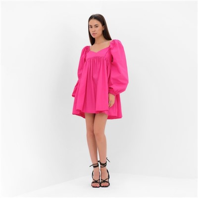 Платье с объёмными рукавами мини женское MIST, фуксия, размер 44-46