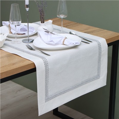 Дорожка Этель со стразами, 118×60 ±5 см, цвет молочный, п/э