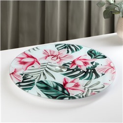 Подставка для торта вращающаяся Доляна «Тропики», d=32 см, стекло