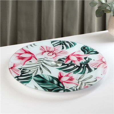 Подставка для торта вращающаяся Доляна «Тропики», d=32 см, стекло