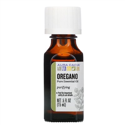 Aura Cacia, чистое эфирное масло, орегано, 15 мл (0,5 жидк. унции)