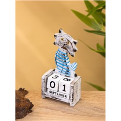 Календарь настольный «Полосатый кот», 7×4×14 см, дерево, серо-голубой