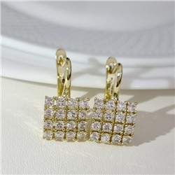 Серьги ювелирная бижутерия Итальянское золото (покрытие желтое 14к), вставка: фианиты, цвет: прозрачный, арт.216.203