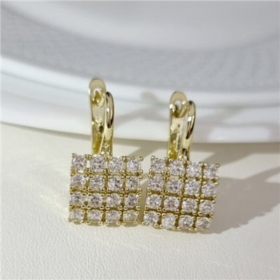 Серьги ювелирная бижутерия Итальянское золото (покрытие желтое 14к), вставка: фианиты, цвет: прозрачный, арт.216.203