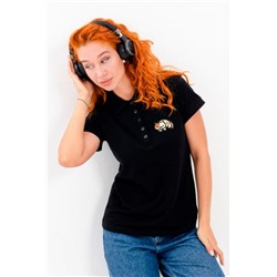 8524 футболка поло женская (Черный_кот)