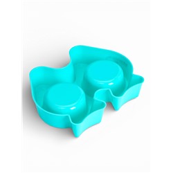 Миска двойная «Рыбы», 2×250 мл, фигурная, пластик, голубая