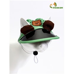 Кепка для животных, размер S, ОГ 27-33 см, высота 8 см, зелёная