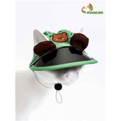 Кепка для животных, размер S, ОГ 27-33 см, высота 8 см, зелёная