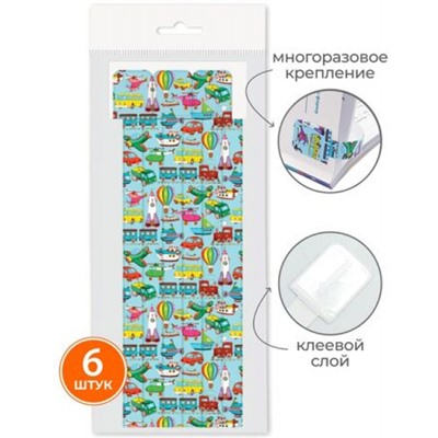 Закладка для книг самоклеящиеся 6 шт "Транспорт" 12х376 мм 2921.Р10/6 ДПС