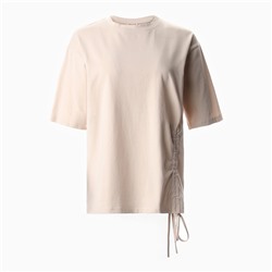 Футболка с кулиской женская MINAKU REGULAR FIT, бежевая, размер 42