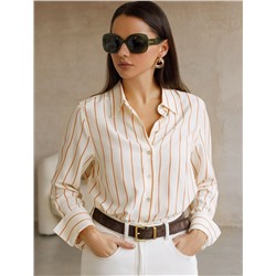 Блузка свободного силуэта в тонкую полоску из эластичного хлопка